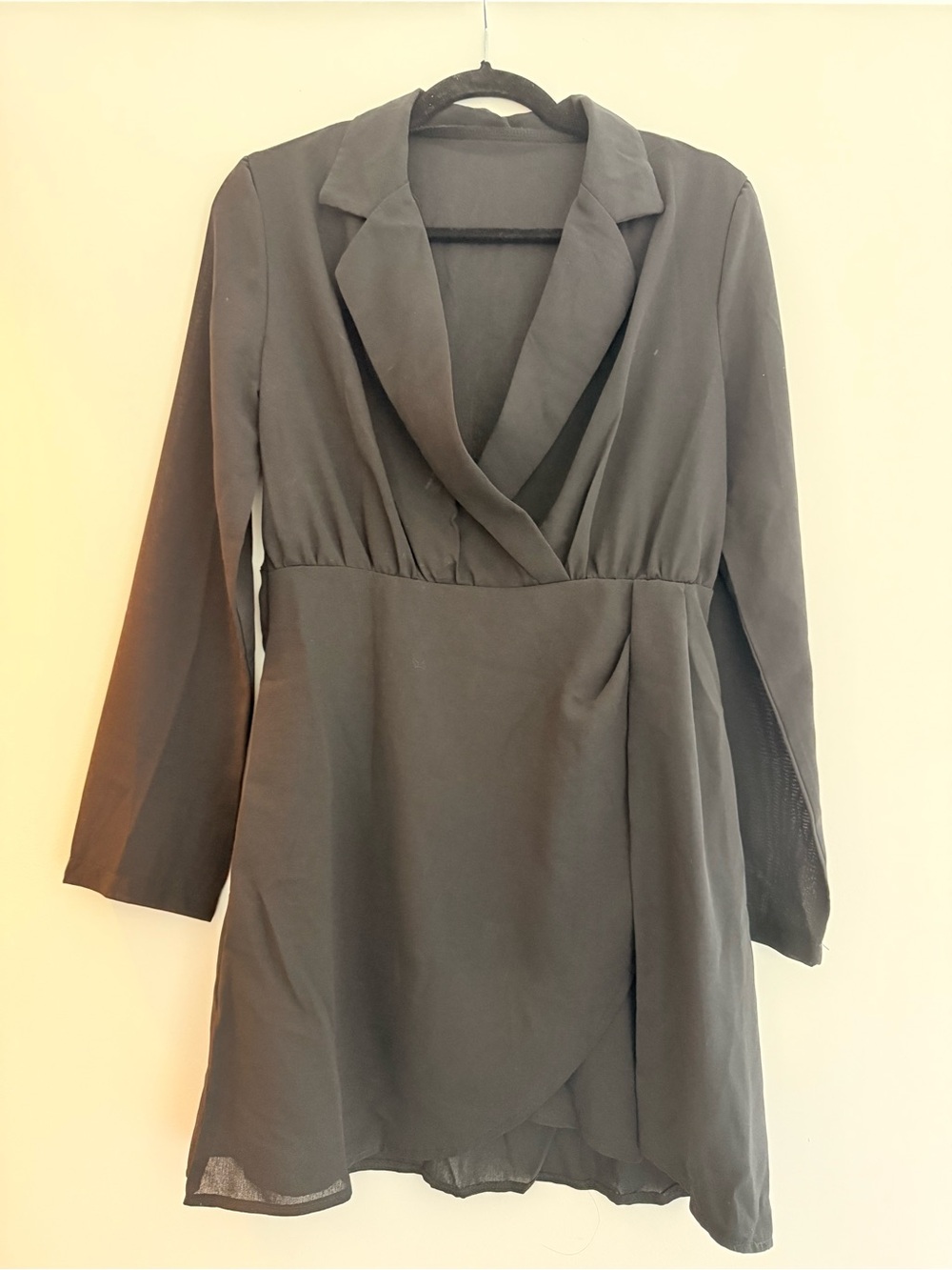 Black Long Sleeve Wrap Dress
